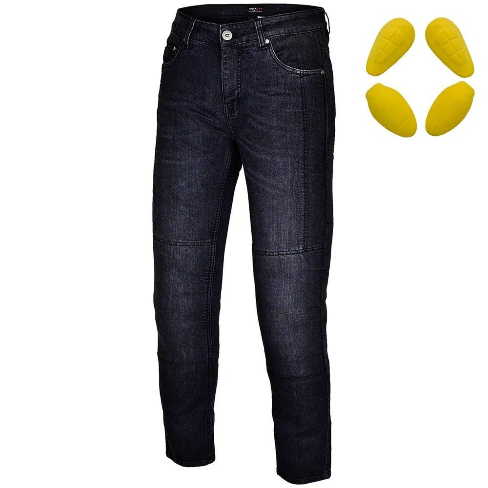 RIDERACT® Men’s Black Motorcycle Riding Jeans  Reinforced Protective Pants